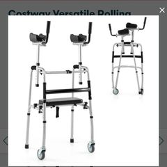Lightweight Adjustable Folding Rolling Walker with Padded Seat