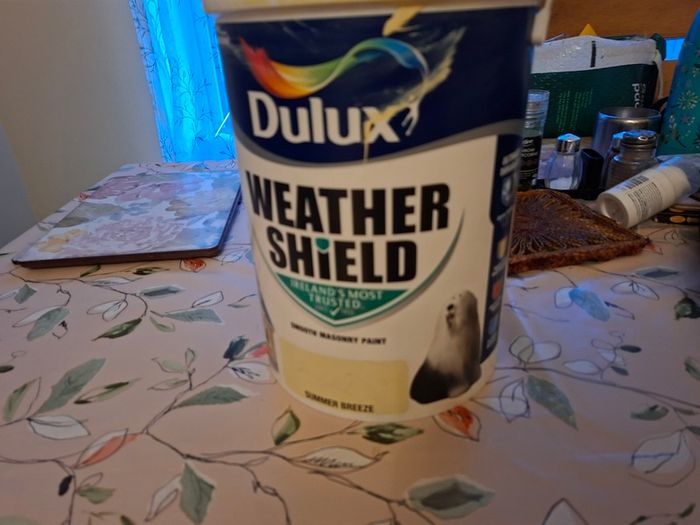 5 litre Dulux masonry paint.