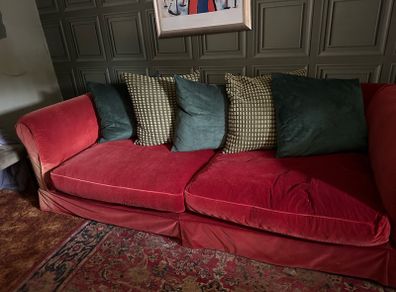 TETRAD feather filled velvet couch