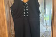 BNWT Pretty Little Thing Black strappy eyelet lace up detail bodycon dress size UK4 EU32 Postage included
