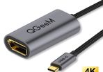 QGeeM USB-C Type (Thunderbolt 3 Compatible) DisplayPort (DP) Female (UHD 4K/60Hz) Gold-Plated/Nylon Braided/Aluminum Alloy Adapter Cable (Brand New/Warranty)