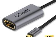 QGeeM USB-C Type (Thunderbolt 3 Compatible) DisplayPort (DP) Female (UHD 4K/60Hz) Gold-Plated/Nylon Braided/Aluminum Alloy Adapter Cable (Brand New/Warranty)