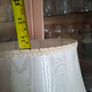 A Beautiful Large Heavy Victorian-style Brass Table Lamp with Brass Baluster Stem and Faceted, Paneled Knop, raised on a Stepped Hexagonal Base; fitted with a tall, cream textile shade with scalloped fringe and tassel trim, Postage Available or collection Image 10