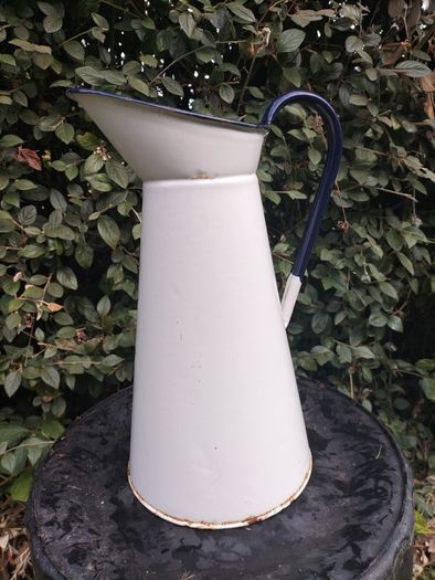 Vintage Enamel Water Jug Pitcher