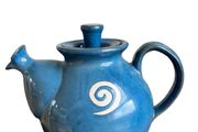 Jack O'Patsy  Studio Pottery Teapot - Blue Glaze with Celtic Spiral Jack O'Patsy