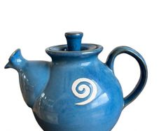 Jack O'Patsy  Studio Pottery Teapot - Blue Glaze with Celtic Spiral Jack O'Patsy