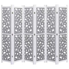 6-Panel Room Divider Grey 210x165 cm Solid Wood