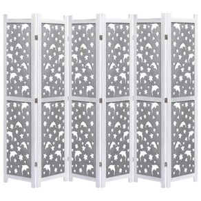 6-Panel Room Divider Grey 210x165 cm Solid Wood