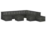12 Piece Garden Pallet Lounge Set Solid Pinewood Dark Grey