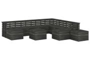 12 Piece Garden Pallet Lounge Set Solid Pinewood Dark Grey