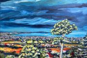 Dublin City &amp; Bay view II, original painting by artist Helen Mathews