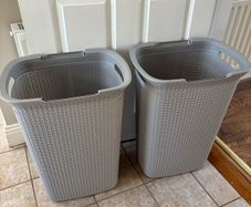2x Grey Laundry Bin