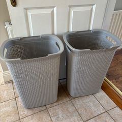2x Grey Laundry Bin