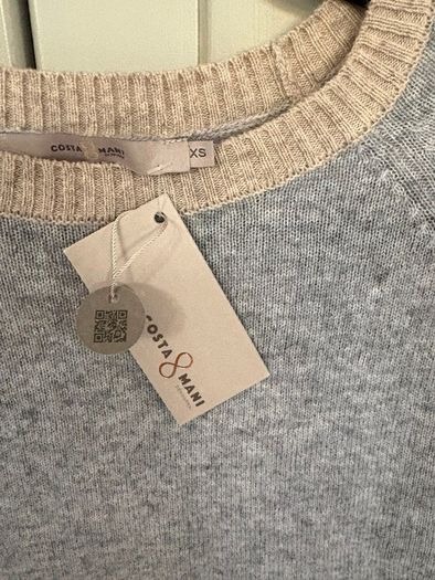 Designer Brand Costa Mani 100% cashmere grey and taupe jumper BRAND NEW