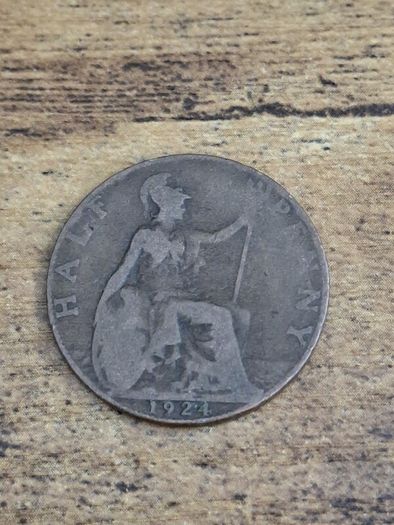 Great Britain UK 1924 Half Penny George V Coin - free standard postage