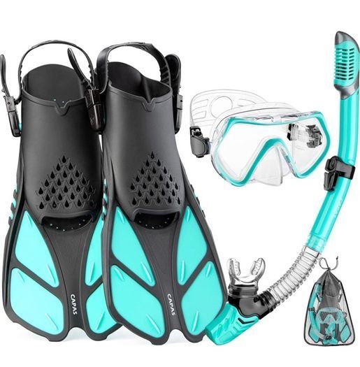 New Sale Snorkel Mask Fins Set Travel Size Snorkeling Gear For Adults ...