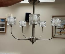 Chrome and Glass chandelier 5 arm ceiling light