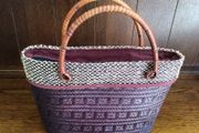 Brown Straw Wicker Type handbag with cane handles