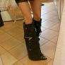 SHUZIA Studded & Buckle Decor Zip Side Wedge Boots Image 4