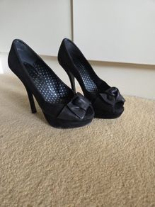 Schuh black open toe platforms uk4