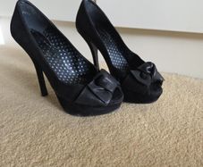 Schuh black open toe platforms uk4