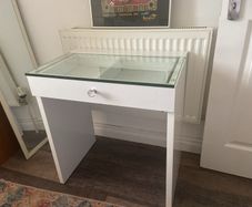 glass top table cabinet
