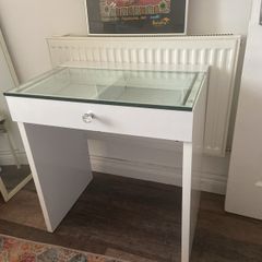 glass top table cabinet