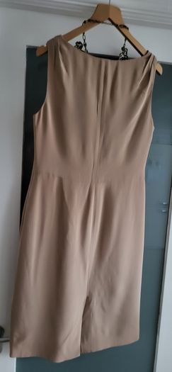 LK BENNETT 100% Silk Tan Cowl neck dress Sz 14 UK (Fit 14-16UK) - Rrp 225 (New)