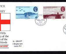 1970 Guernsey 25th Anniversary of the Liberation of the Channel Islands Commemorative Stamps Addressed First Day Cover (FDC)