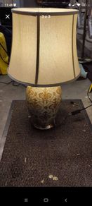 Ceramic Table Lamp with Off-White Shade