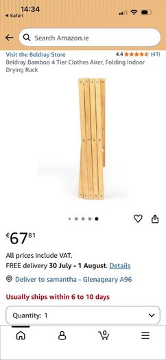 New in packaging Beldray 4 tier bamboo clothes airer