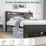 King Size Bed Frame With Storage Headboard, Upholstered Platform Bed Frame/Mattress Foundation/Metal Slat Support/No Box Spring Needed/Dark Grey Image 6