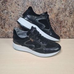womens NERO GIARDINI platform trainers runners black leather Size UK 6 EU 39 shoes