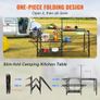 Camping Kitchen Table, One-piece Folding Portable Cook Station with A Carrying Bag, Long Aluminum Camping Table 3 Side Tables Image 4