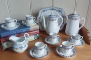 Fabulous Plant Tuscan Bone China 16 Piece Demi Tasse Coffee Can Set Including Coffee Pot &amp; Matching Hot Water Pot, Circa 1936-47