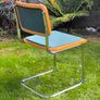 Vintage Italian Cesca Style Cantilever Chair  Teal Blue & Beech Made in Italy Image 3