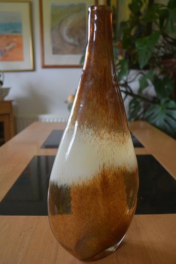 Brown & White Glass Vase