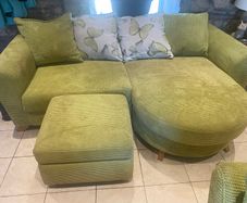 Green Sofa, semi circle sofa plus single chair for sale