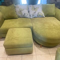 Green Sofa, semi circle sofa plus single chair for sale