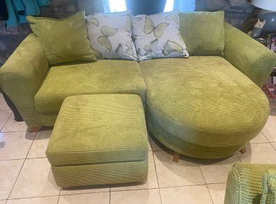 Green Sofa, semi circle sofa plus single chair for sale