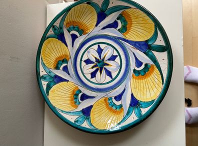 Reduced  Beautiful Shabby  chic 12"vintage heavy signed Italian wall plate