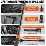 3/8" Click Torque Wrench Ratchet Sq Drive Calibrated 6.8-61Nm 5-45Ft-Lb Case 4pc Image 3