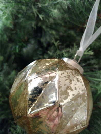 Box of x12 Gold Speckle Geometric Style Glass Christmas Baubles