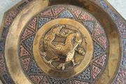 Vintage Brass Etched Plate Ornate Bird for wall hanging,