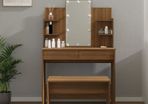 Dressing Table Set with LED Brown Oak Engineered Wood