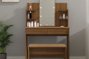Dressing Table Set with LED Brown Oak Engineered Wood