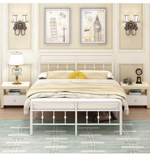 Double Bed Frame 4ft6 with Headboard and Footboard, Metal Bed Frame Double 46 cm High