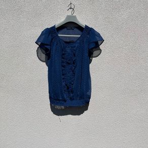 Polka dot navy blue blouse size 12