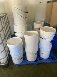 Strong 25litre buckets with lids and storage barrels