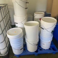 Strong 25litre buckets with lids and storage barrels